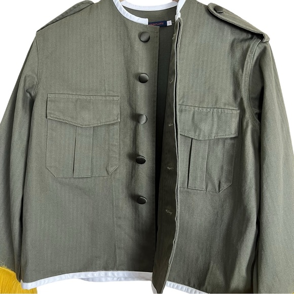 Harvey Faircloth Military Jacket with Leather Trim & Lamb Shearling Cuffs Small - Picture 4 of 17